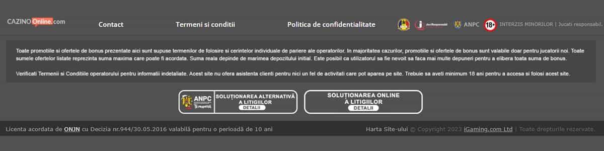 Licen?a ONJN la site-ul informativ online-casinos.com/romania/