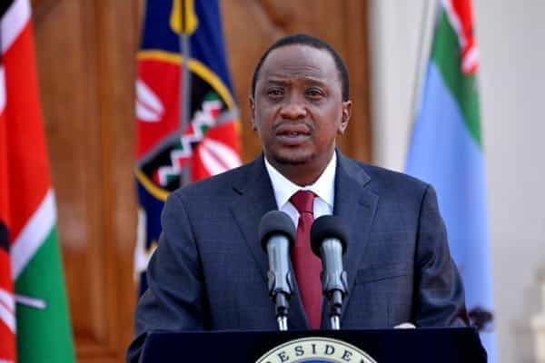 President Uhuru Kenyatta speaks at a press conference.