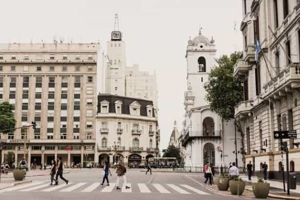 A busy street in Buenos Aires, Argentina.