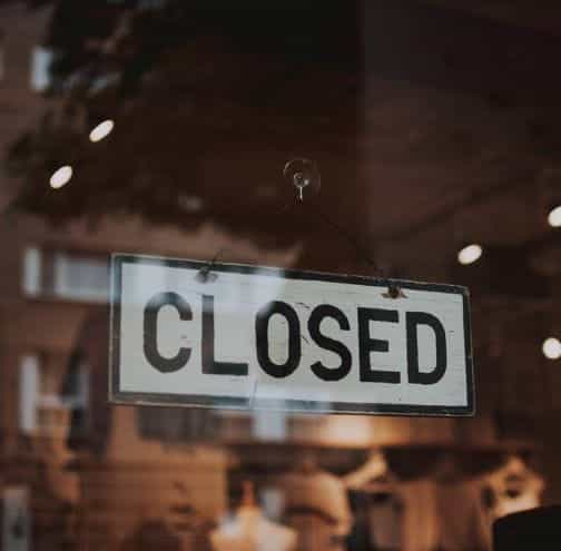 Closed shop sign.