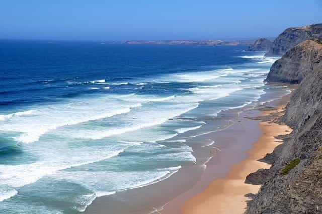 A beach in the Algarve in Portugal.