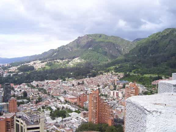 The skyline of Bogotá, Colombia.