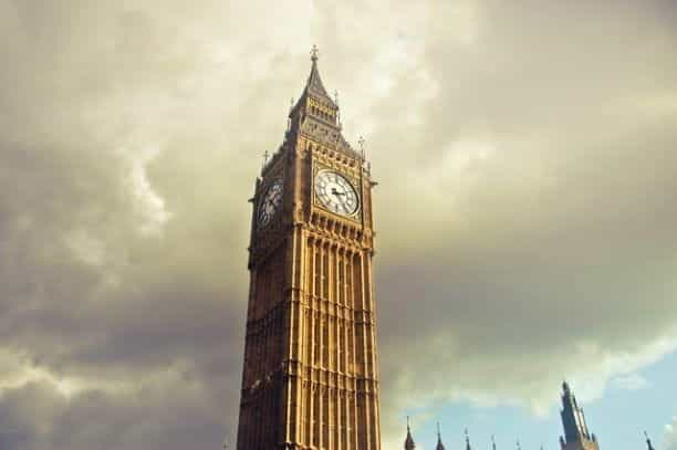 Big Ben clock tower in London.