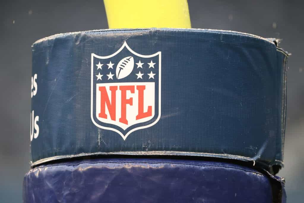 NFL logo on a post padding.