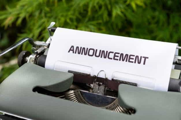 Announcement in a typewriter machine.