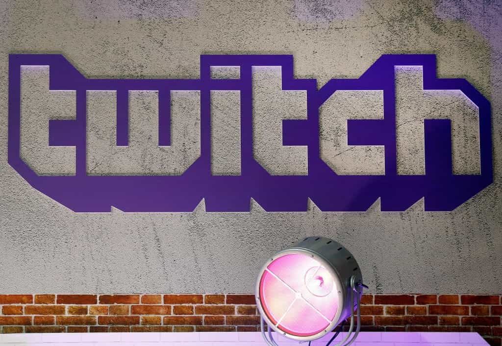 Twitch logo painted on a wall.