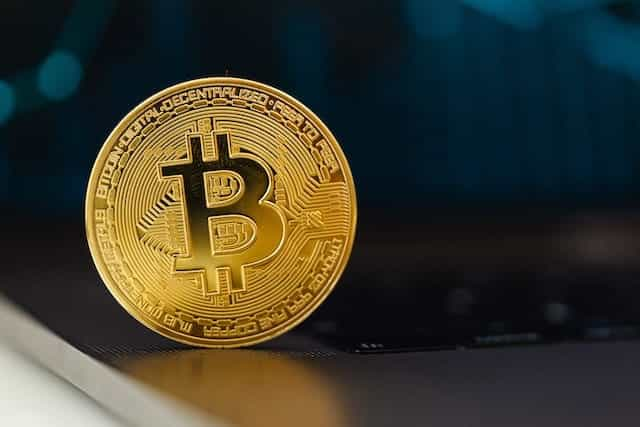 A gold Bitcoin.