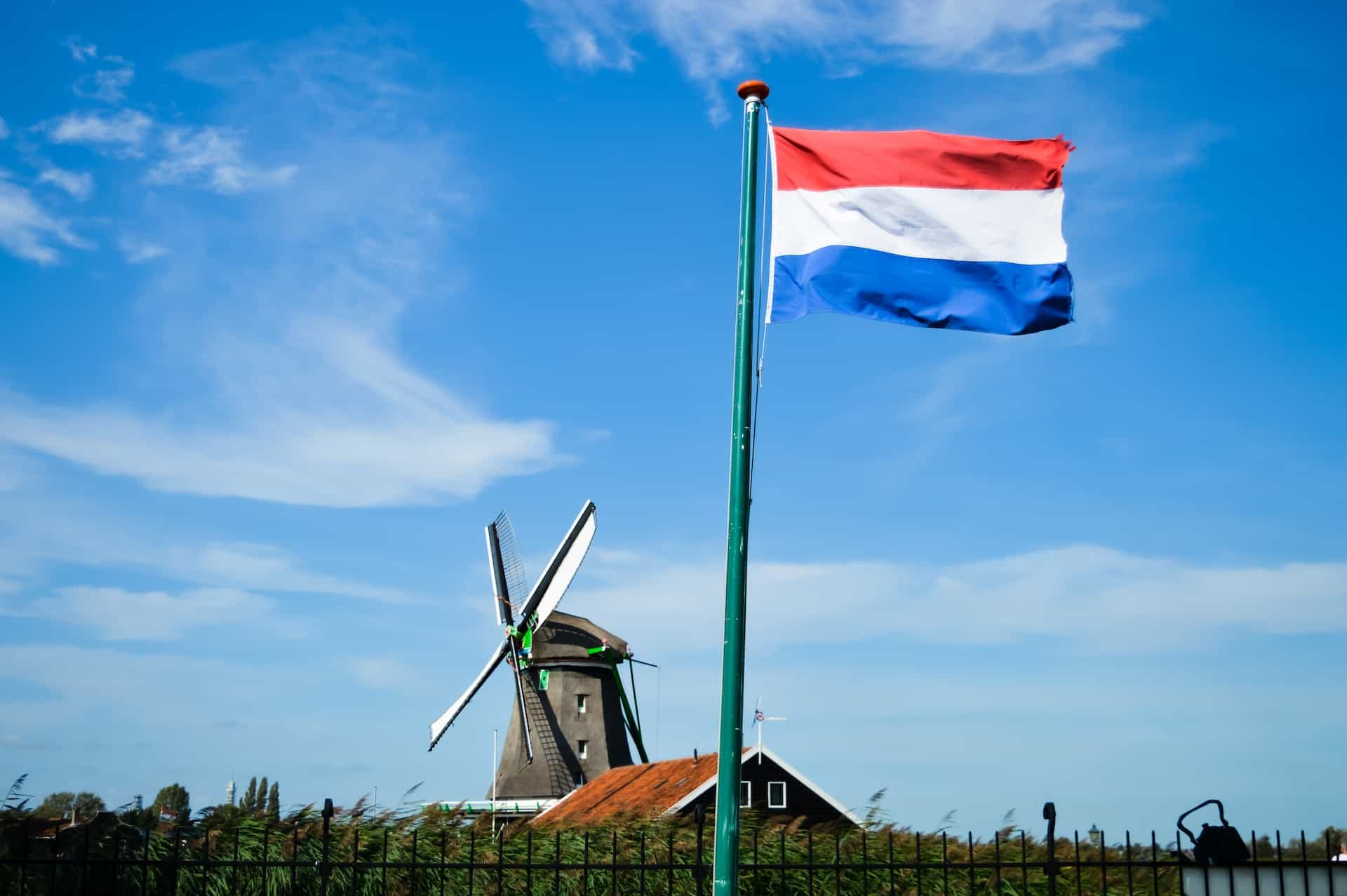 A flag against a sky.