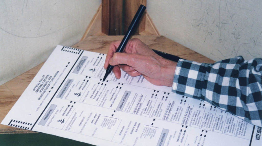 Election Ballot Being Filled In